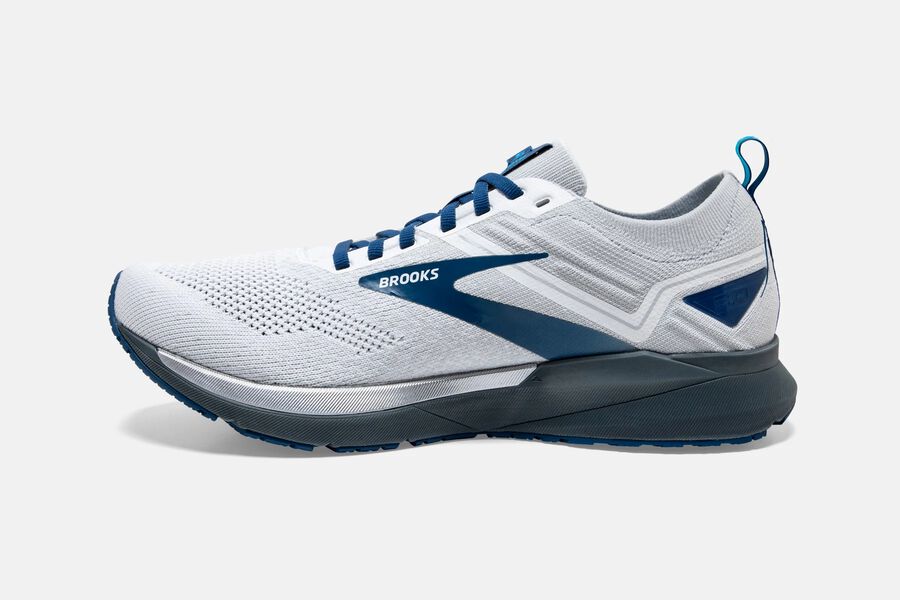 Brooks Running Shoes Mens White/Blue - Ricochet 3 Road - 7416-SQGLO